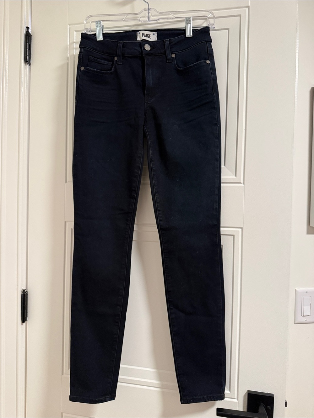 PAIGE Navy Black High-Rise Skinny Jeans